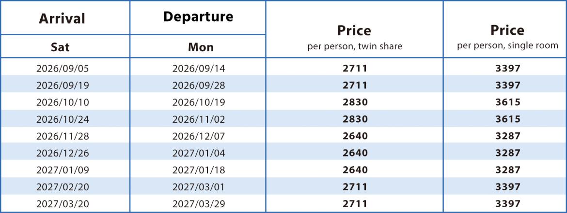 Dates and Prices